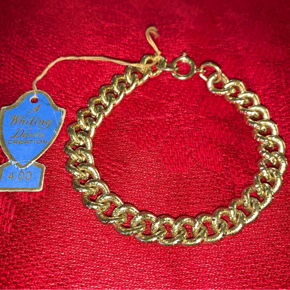 Vintage Whiting & Davis gold tone twist chain link bracelet